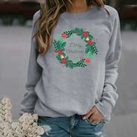 Hueook Dukseri za žene plus veličine okruglog vrata zimske jeseni modni božićni ispis Šareni pulover