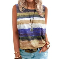 Plus size Ženska majica gradijentne boje Tunic TOP duga boja Blok Striped Print kratkih rukava Majica
