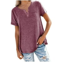 ADORAVAN ženski vrhovi čišćenje ljetni ženski modni čvrsti boja V-izrez majica majica kratkih rukava labava bluza