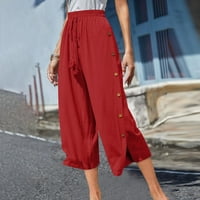 Snoarin Plus veličina Capris hlače za žene Ljeto HIGH-SHAION SOLD COLOR Udobne ukrašavanje labave tablične