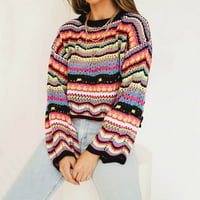 Ženska tee Crat Knit Patchwork dugih rukava blok pulover Loose ženske odjeće Proljeće Ljeto odmor modna