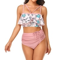 Skromni kupaći kostimi za žene Dame kupaći kostimi MI & MECT odvaja Halter Retro Pink L