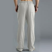 TAWOP Hlače za muškarce Muškarci Čvrsti povremeni elastični pojas Pocket pamučne panele panele pantalone