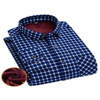 Zodanni Muške Flannel Majice rever na vratu Topla bluza Jednoj grudi Tunika košulje za odmor - O 38