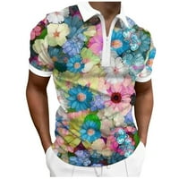 Muške majice Muški 3D digitalni tisak rever sa zatvaračem kratkih rukava Ležerne modne majice za muškarce