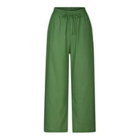 Vremenska ženska ženska udobna obrezana za slobodno vrijeme hlače od pune boje Duksevi joge hlače, zeleno,
