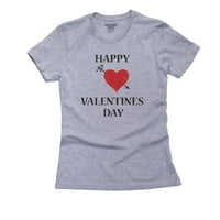 Sretan dan zaljubljenih crvenih srčanih kupaca arrow Ženska pamučna siva majica