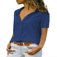 Plus veličine Žene Ljeto majica kratkih rukava Solid Slim Fit casual bluza Dolje V Vruće Vretne majice