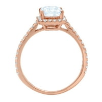 1.96ct smaragdni rez plavi simulirani dijamant 14K ružičasto zlato Angažovanje halo prstena veličine