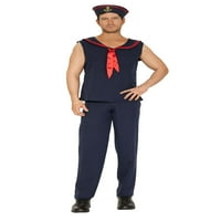 Muzičke noge 76637-navy-crvena mornarica majica bez rukava sa mornarom i odgovarajućim hlačama, mornaricom