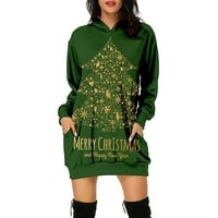 APEPAL ženska modna božićna s kapuljača s kapuljačom dugih rukava Top zelena 3xl
