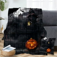Halloween pokrivač s jastukom, pokrivač za kalup za noć vještica za spavaću sobu estetske, bogate boje