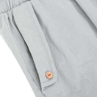 Ženska labava udobna pamučna posteljina džep sa kanticom Summer Clearence Solidac Comfy pantalona modni