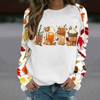 Trendvibe zahvalnosti za žene Loase Fit Graphic Pumpkin Latte tiskani pulover Raglan rukav vrhovi Crewneck