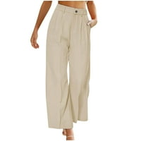 Ležerne hlače za žene sa džepovima Tipka sa čvrstom bojom Zip up elastična labava pantalona