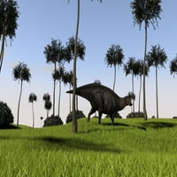 Shuangmiaosaurus hodanje preko travnatog postera