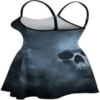 Zastrašujuća lubanja iz oblaka i magle za žene mini haljina bez rukava SLING plaža Sunderss Print