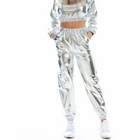 Blueeeek ženski modni holografski ulični klub hladne sjajne kauzalne pantalone