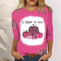 Jsaierl Womens Košulje od raka dojke Pink vrpce Grafičke majice Trendy rukave Plus Veličina Žene Pokloni