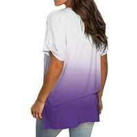 Honeeladyy ženski modni ležerni gradijent V-izrez kratki rukav lagane majice