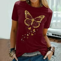 Slatki ljetni vrhovi za žene kratki rukav bluze Regularne fit t majice Pulover tines vrhovi leptir tiskani