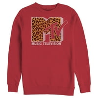 Muški MTV Cheetah Print Logo Dukserica Crvena velika