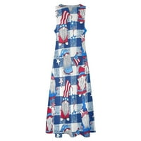 Žene 4. srpnja haljina ljetna V izrez haljina za žene casual ljetno odijevanje bez rukava američka zastava