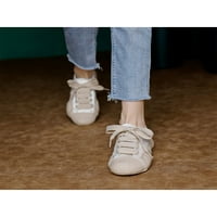 Daefulne žene stanovi satenske ležerne cipele lagane tenisice Udobne čipke Up hodni cipele Dame patchwork bijeli 6,5