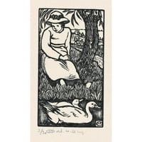 Lucien pissarro crna modernog uokvirenog muzeja Art Print pod nazivom - djevojka i dvije patke