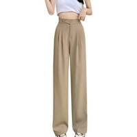 Široke pantalone za žene za žene Ženske hlače High Sheik Cover Trpen izgleda tanka labava casual visoki