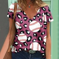 TKLPEHG T majice za ženske klirence s kratkim rukavima Ljeto opušteno fit bejzbol ispis grafički modni