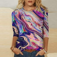 Ženski bluzes Crew Crt Solid bluza Plus size Ženske plus majice za ljetne rukavice, ljubičasti L