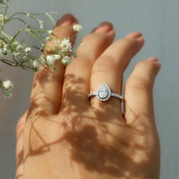 Zaručni prsten za ženu - kruški oblik Moissine Halo, 14k bijelo zlato, SAD 10,00