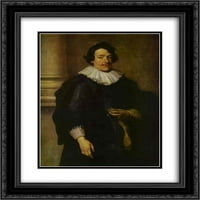 Anthony van Dyck matted crnarna ukrašena uokvirena umjetnička štampa Portret gospodina obučenog u crnu,