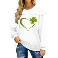 Jsaierl Womens St. Patrick's Dnevni košulji ruffle dugih rukava Ispis Tee Irish Crew vrat slatki vrhovi