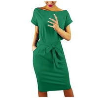 Proljetne haljine za žene Crew Crt Crt Solid Print Haljine Green S