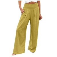 Ljetne hlače široke noge za žene opuštene obične hlače u boji Trendi elastične struine pantalone Redovito