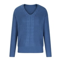 Rollbacks Žene Ležerne vrhove Jesen modni džemperi s dugim rukavima V izrez Chunky kabel pletene labave