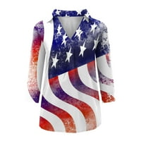 Bluze s rukavima za žene modna američka zastava 4. jula V izrez udobne košulje casual labavi montirani
