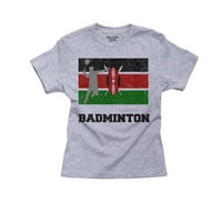 Kenija Olympic - Badminton - Zastava - Silhouette Girl Pamučna mladost siva majica