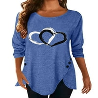 Nieur Womens Love Heart Print Tunic Tops Crewneck Jesen Majica Dugih rukava Ležerne labave pulover bluze