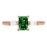 0,8ct smaragdni rez zeleni simulirani smaragd 18K ruža Gold Gold Anniverment kamene prsten veličine