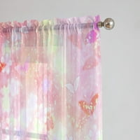Paille Cheer Prozor tretmani za zavjese Voile Drapes Džep za šipke Butterfly Print Tulle Curtains Panel