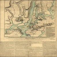 24 X36 Galerija poster, Mapa New York City Manhattan Brooklyn 1776