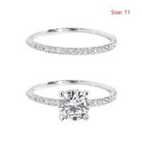 Xinqinghao Micro set s dijamantima Romantični prsten za bračni par za slanje djevojke Silver Silver