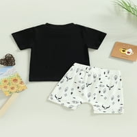 Lieramram toddler Boy ljetni set odjeće, mjeseci 2t 3T slovo Ispis majica kratkih rukava + elastični