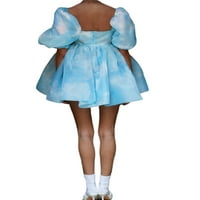 Eyicmarn dame Temperament Trg Colre haljina, djevojke cvjetni ispis Tie-boja Puff kratkih rukava, kratka princeza Bubble suknja