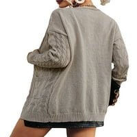 Xingqing Ženski kabel dugih rukava Pleteni džemper otvoren prednji kardigan gumb Labavi odjećni odjeća Khaki S
