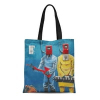 Canvas Tote Bag Street Robot Band Graffiti Muzika Neo Moderna torba za ponovnu upotrebu ramena Trgovinske vrećice