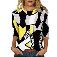 HOMeneSgenicki bluze za žene modna tiskana labava majica srednji duljina rukava s rukavima okrugli vrat casual vrhovi